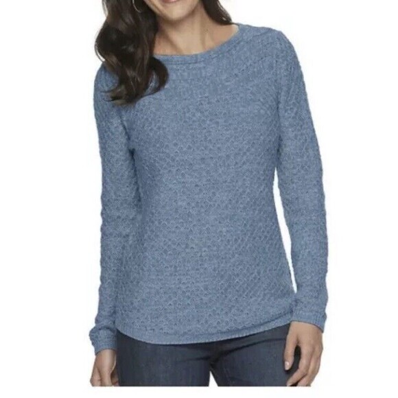 Croft & Barrow Soft Sweater Pull Over boat neck Style P2XL Long Sleeve Blue New - Picture 10 of 10